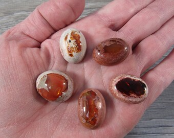 Fire Opal Cabochon 15 mm + Crystal