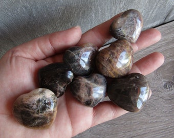 Black Moonstone Heart Puffy Shaped Stone