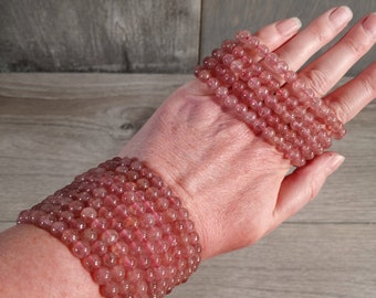 Strawberry Quartz Bracelet Stretchy String 6 mm Round Crystals 265
