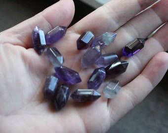 Set of 10 Amethyst Small Double Terminated Carved Point M71