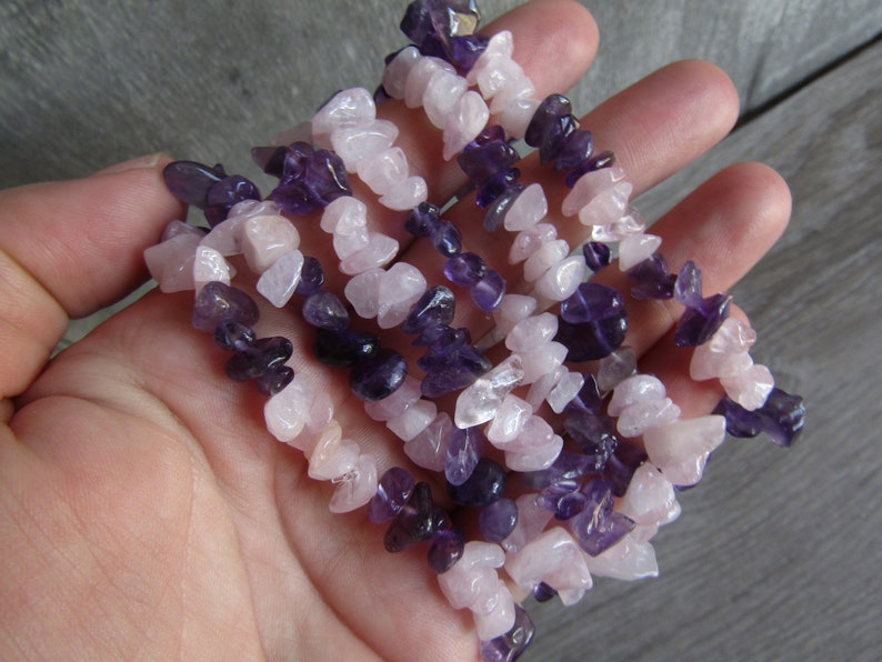 Amethyst and Rose Quartz Chip Bracelet G109 