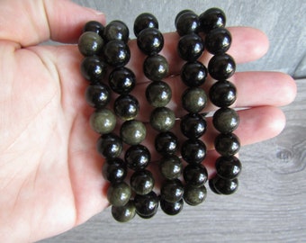 Obsidian 10 mm Round Bracelet Stretchy String 419