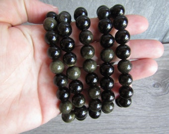 Obsidian 10 mm Round Bracelet Stretchy String G93