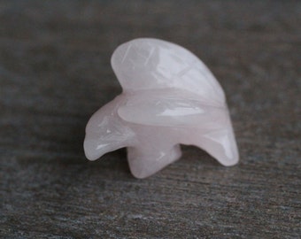 Rose Quartz Stone Eagle Figurine F245