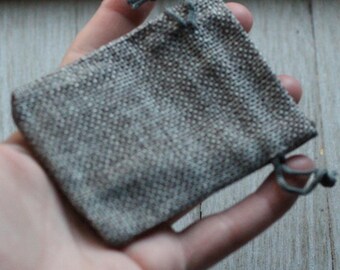 Grey Burlap Gift Gemstone Pouch 2.5 x 3.5 Inches Q8
