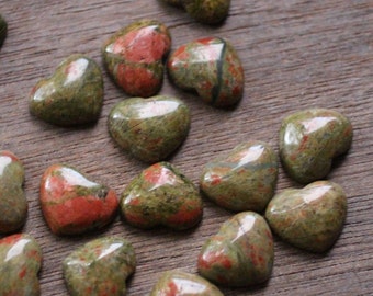 Unakite Small 17 mm Heart with Flat Back K262