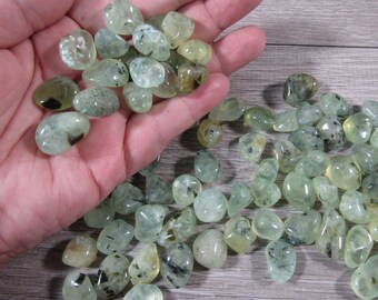 Prehnite with Epidot Tumbled Stone 0.5 inch + Crystal