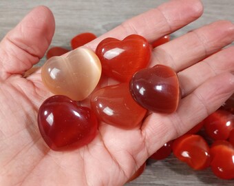 Bright Orange Cats Eye Puffy Heart 1 inch + Fiberoptic K171