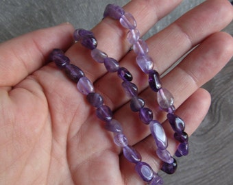Amethyst Stretchy String Oval Bracelet 028