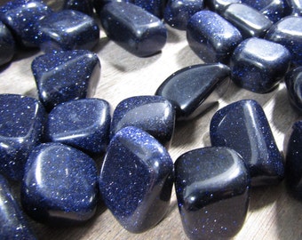 Blue Goldstone Tumbled Stone 0.75 inch + Crystal