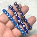 Evil Eye Lampwork 8 mm Glass Bead Bracelet