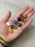 Hand Carved Gemstone Stars 25mm - Natural Crystal Puffy Stars Pocket Stones Decor Gift