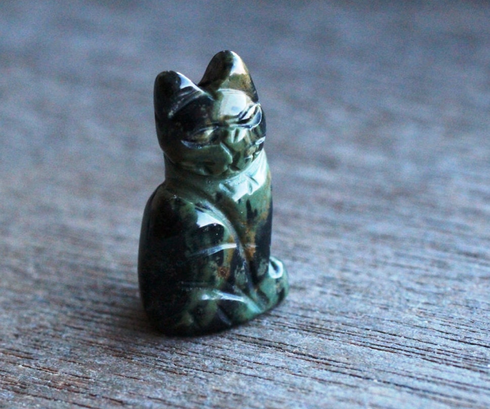 Kambaba Jasper Stone Cat Figurine F248