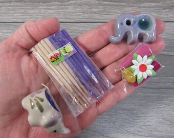 Incense Kit with Elephant Candle - Tulip and Apple Gem Sticks