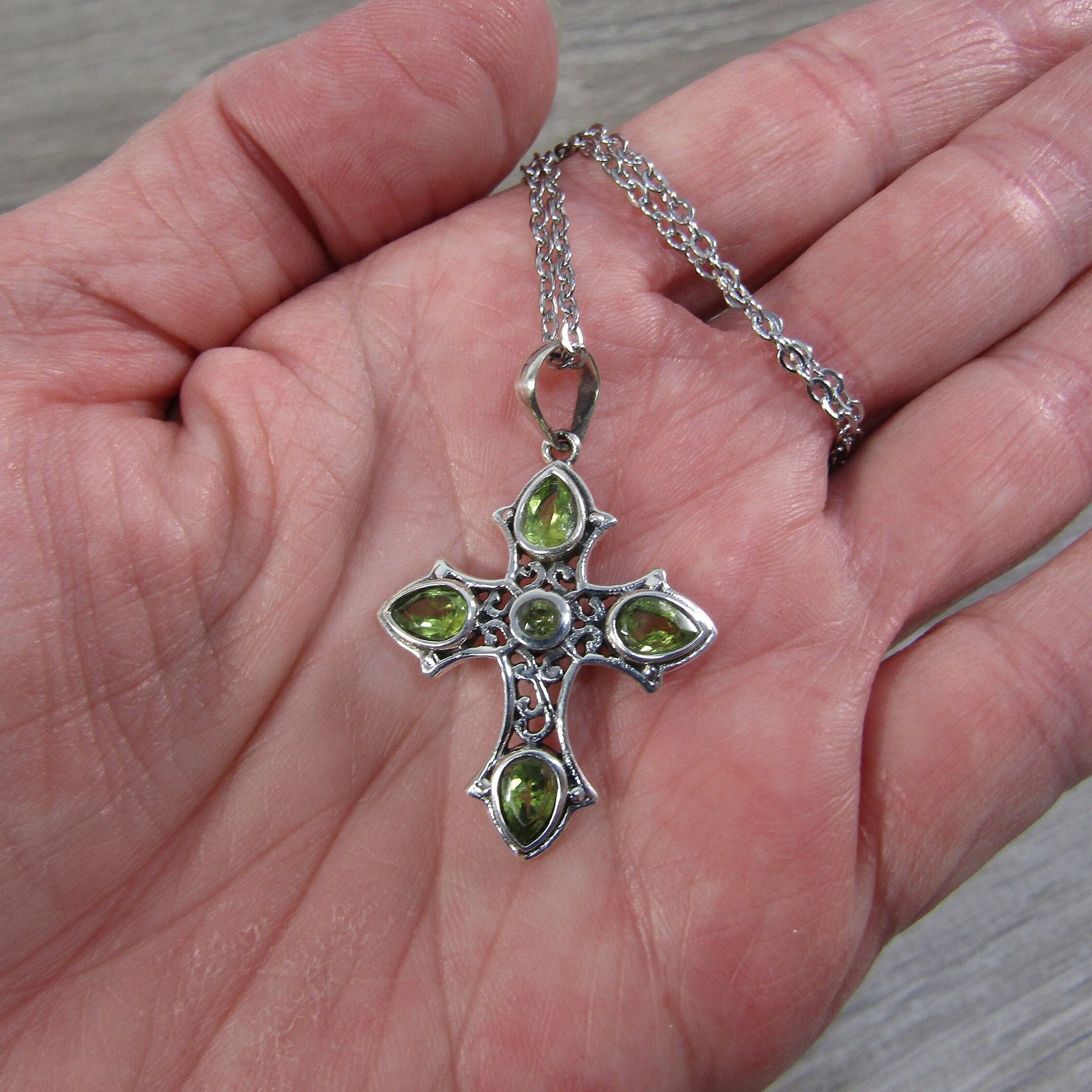 Peridot 2024 cross necklace