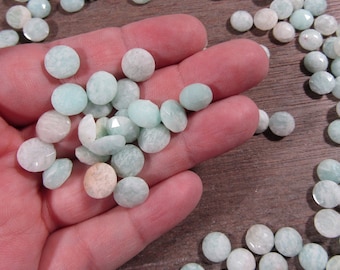 Amazonite Cabachon Small Faceted Round Crystal