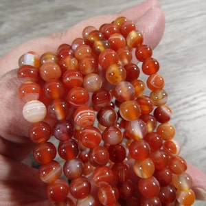 Carnelian Banded 6 mm Round Stretchy String Bracelet G285 image 3