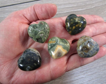 Ocean Jasper Puffy 25 mm Heart A471