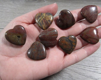 Red Moss Agate Heart Flat Stone 25 mm Crystal