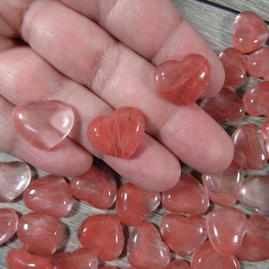 Cherry Quartz Small 17 mm Heart Stone with Flat Back K257 image 1