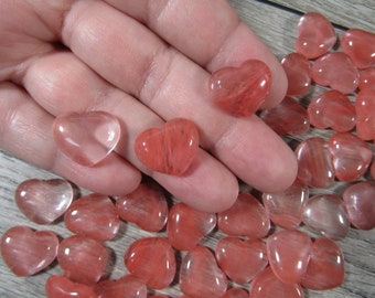 Cherry Quartz Small 17 mm Heart Stone with Flat Back