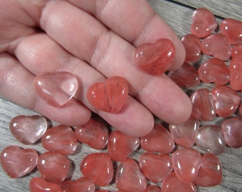 Cherry Quartz Small 17 mm Heart Stone with Flat Back K257