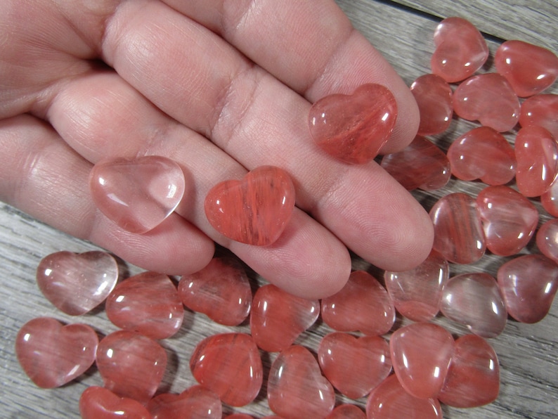 Cherry Quartz Small 17 mm Heart Stone with Flat Back K257 image 1