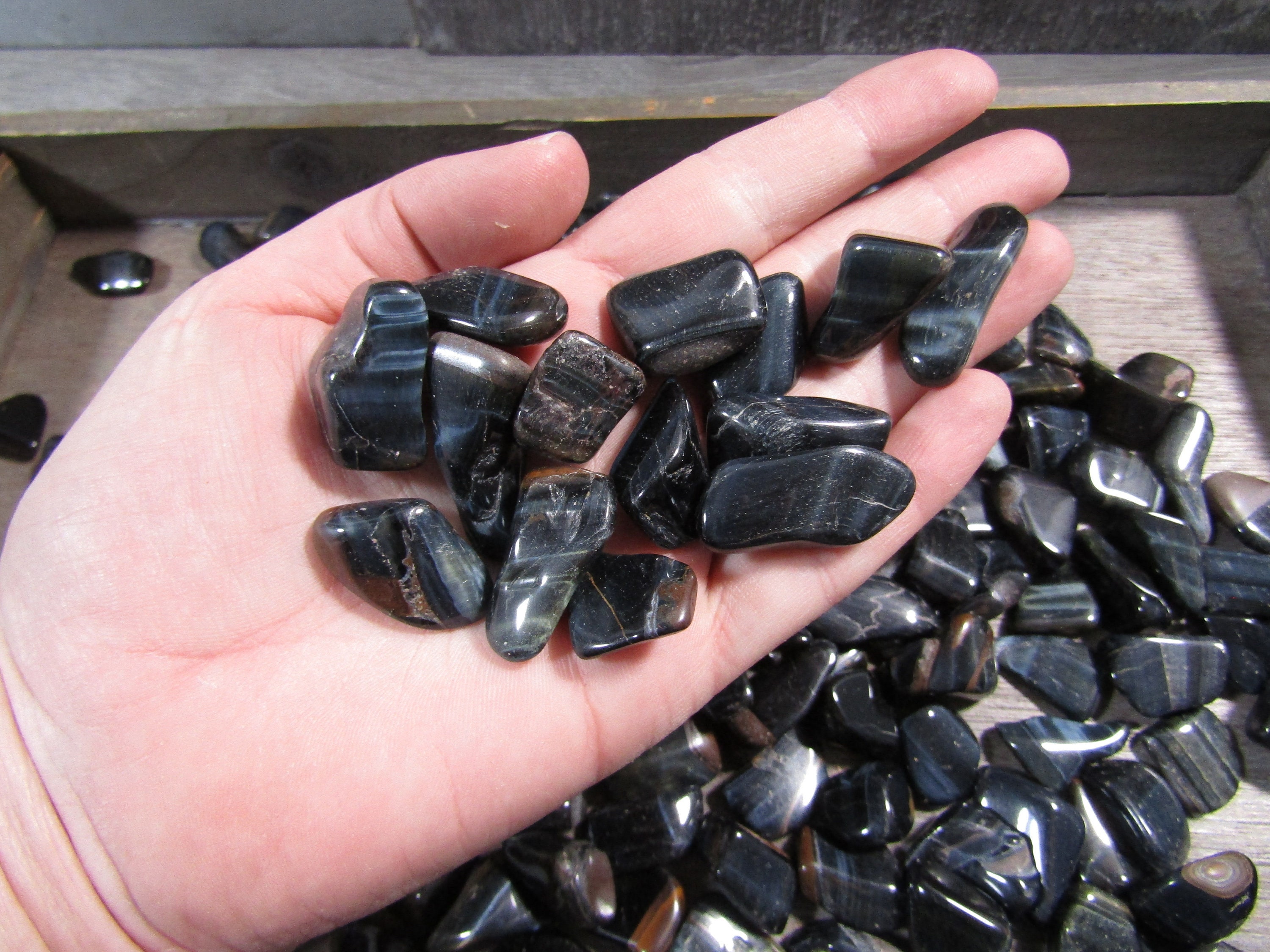 Hawks Eye or Blue Tiger Eye Small Tumbled Stone T421
