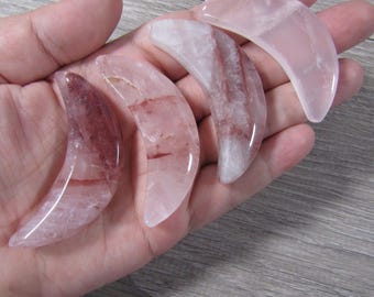 Rose Quartz Hematoid Crescent Gemstone 2.25 Inch Moon Fig262