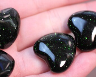 Green Goldstone Stone Puffy 25 mm Heart K68