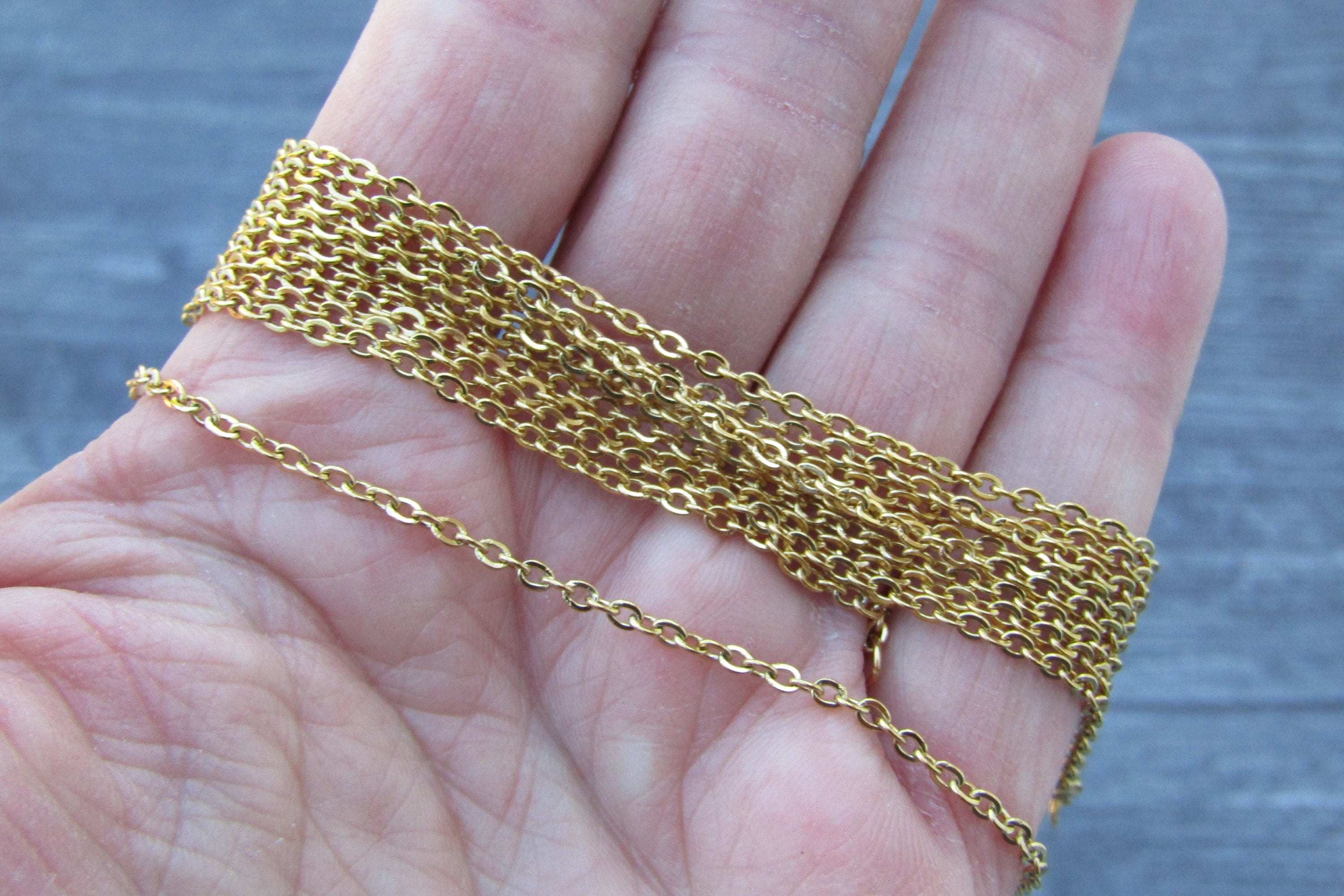 18 Inch Gold Plated Curb Stainless Steel 1.5mm Chain P26 Etsy