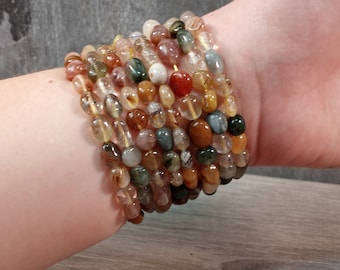 Golden Rutile Chlorite Included Quartz Stretchy Oval Bracelet 279