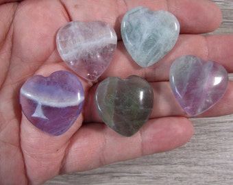 Fluorite Flat 25 mm Crystal Heart