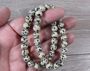 Dalmatian Jasper Round Stretchy String Bracelet 8 mm 415
