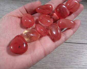 Cherry Quartz 3/4 inch + Tumbled Stone T472