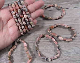 Rhodochrosite Bracelet with Nugget Style Beads EE124