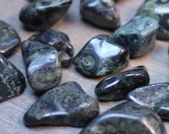 Kambaba Jasper Tumbled Stone 1 inch + Crystal