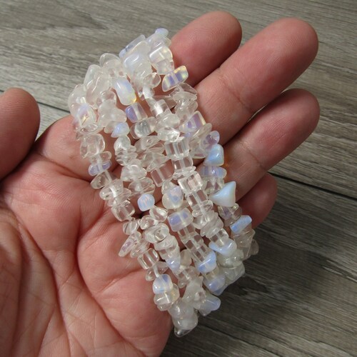 Black Tourmaline Stretchy String Chip Bracelet G100 - Etsy