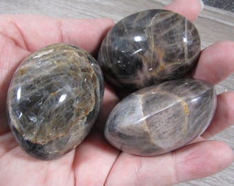 Black Moonstone Palm Stone Large E 102