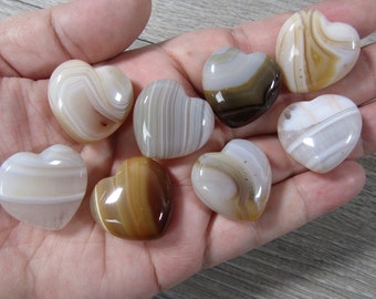 Banded Agate Stone Puffy 25 mm Heart K36