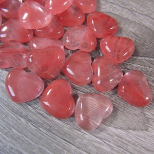 Cherry Quartz Small 17 mm Heart Stone with Flat Back K257 image 4