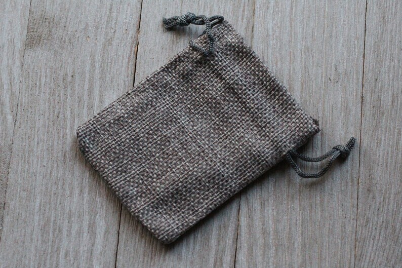 Grey Burlap Gift Gemstone Pouch 2.5 x 3.5 Inches V16c