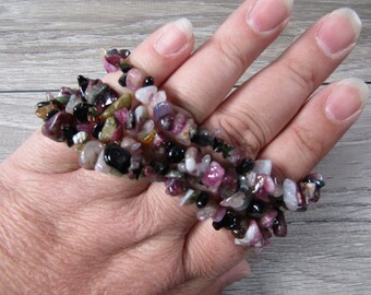 Multi Tourmaline Chip 30 inches Looped Strand 232