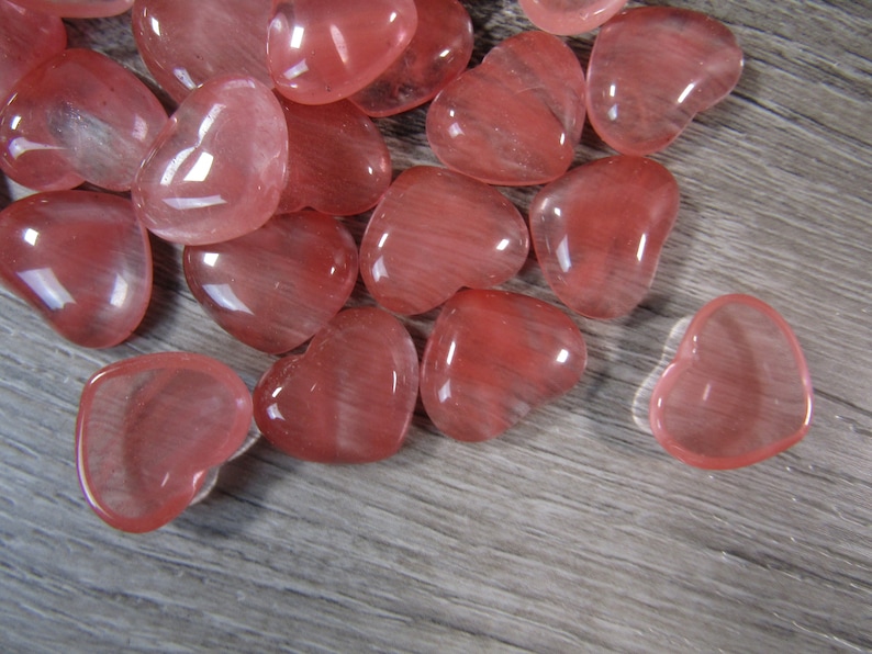 Cherry Quartz Small 17 mm Heart Stone with Flat Back K257 image 7