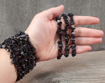 Sardonyx Black bracelet Stretchy String Chip Crystals 402