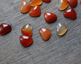 Carnelian Small Heart 17 mm Stone with Flat Back K266