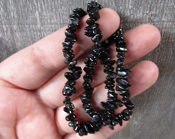 Black Tourmaline Stretchy String Chip Bracelet 326