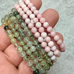 6 - 6.5 mm Round Crystal Gemstone Bead Bracelets // About 7” Round image 14