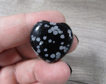 Snowflake Obsidian Heart Puffy 25 mm Shaped Stone