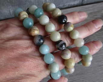 Amazonite Bracelet Round 10 mm Beaded Stretchy Jewelry 040